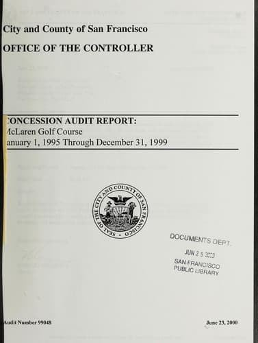 Concession audit report