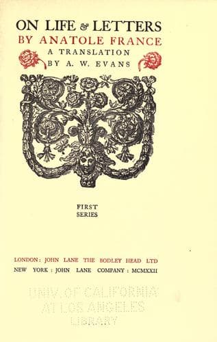 On life & letters