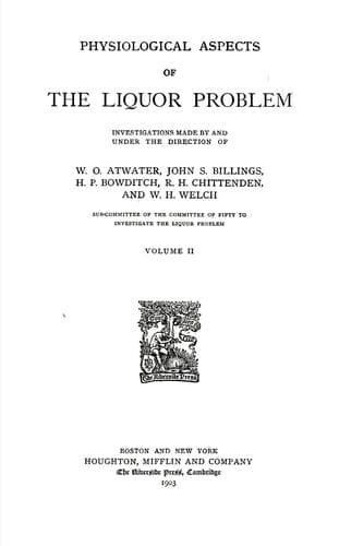 Physiological aspects of the liquor problem