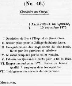 Circulaire au clergé